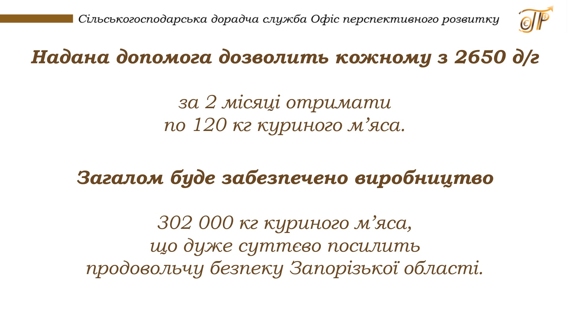 Додатково видача курчат у Запорізькій області за програмою ФАО 11