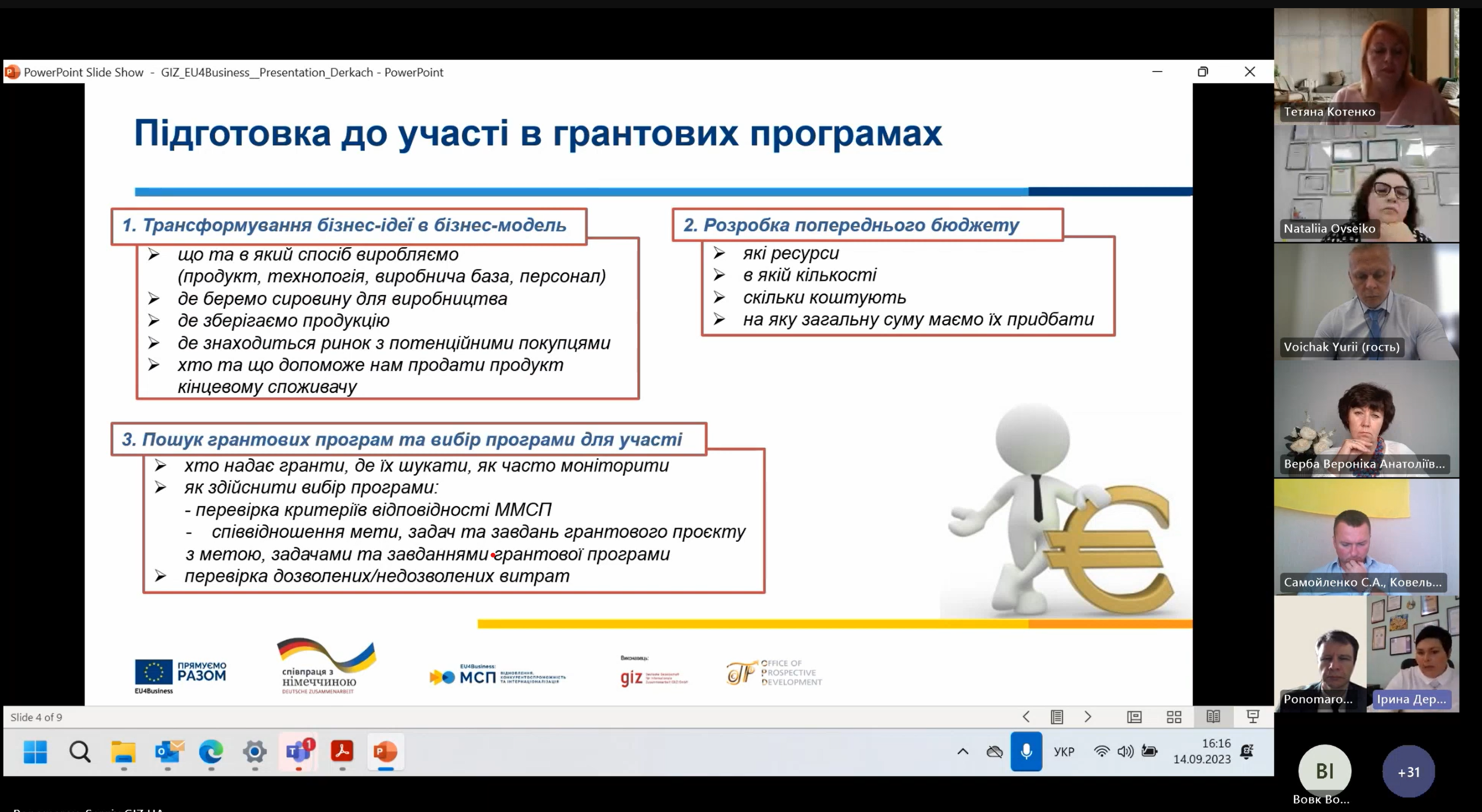 Додатково прийняли участь у Круглому столі GIZ «Доступ до фінансування для МСБ під час воєнного стану – добрі практики та можливості» 2