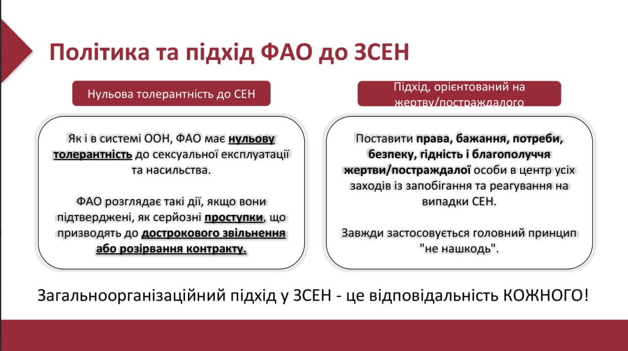 Додатково fAO UA: тренінг із запобігання сексуальній експлуатації та насильству (ЗСЕН)